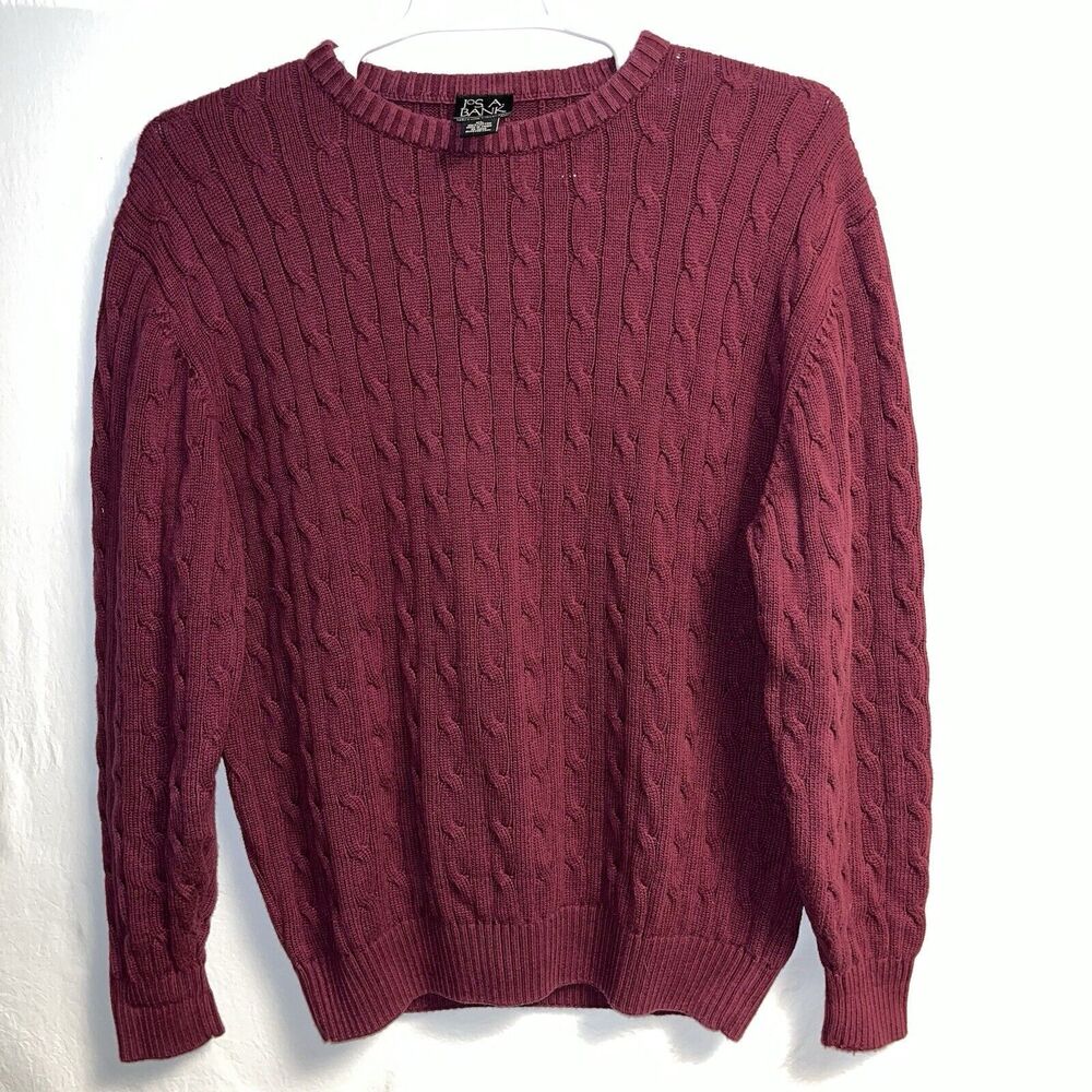 Jos A Bank Sweater Mens XL Cable Knit‎ Preppy Classic Casual Grandpa Core